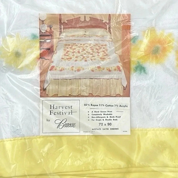 Vintage Twin/Double Size Satin Trimmed Blanket New in Package Whimsical Cozy - Picture 1 of 3